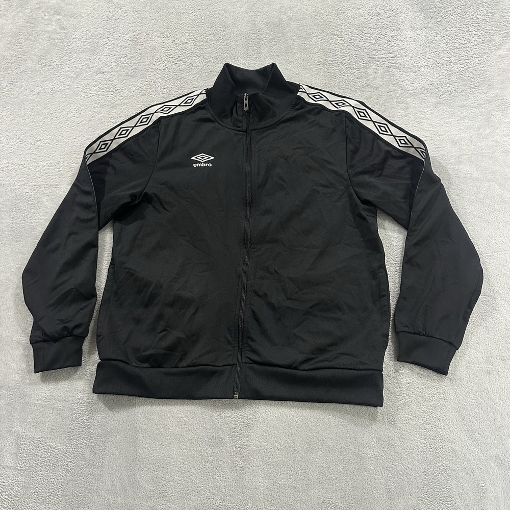 Umbro Classic Full Zip Track Jacket Sweatshirt Men L Black Active Streetwear Y2K